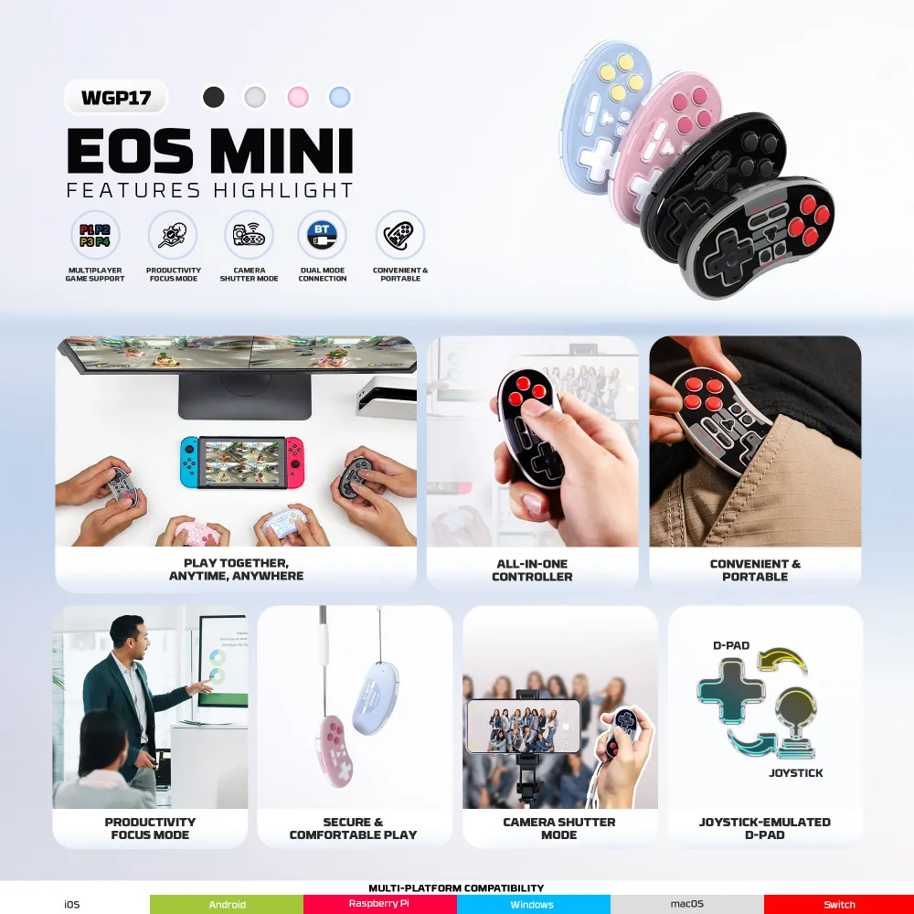 Joypad Wireless Fantech WGP17 Eos mini sivi