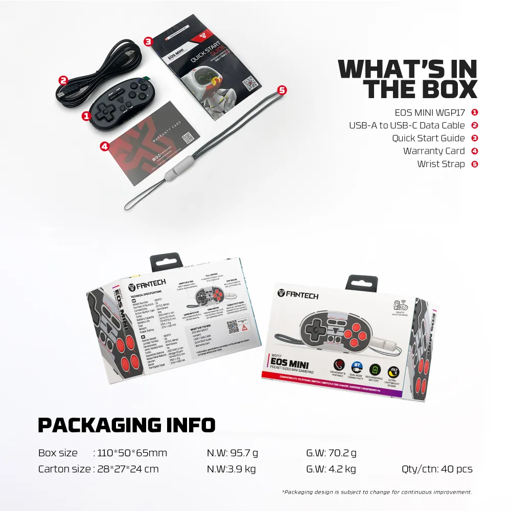 Joypad Wireless Fantech WGP17 Eos mini sivi