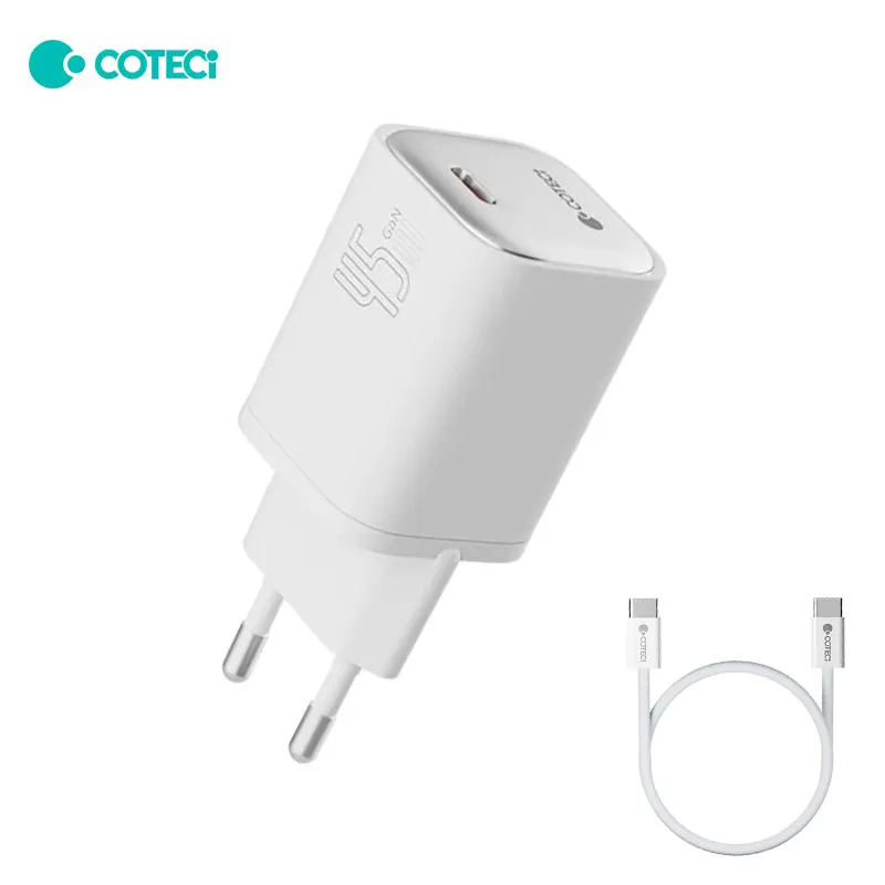 Kucni punjac Coteci iH-141 45W GaN sa PD na Type C kablom beli
