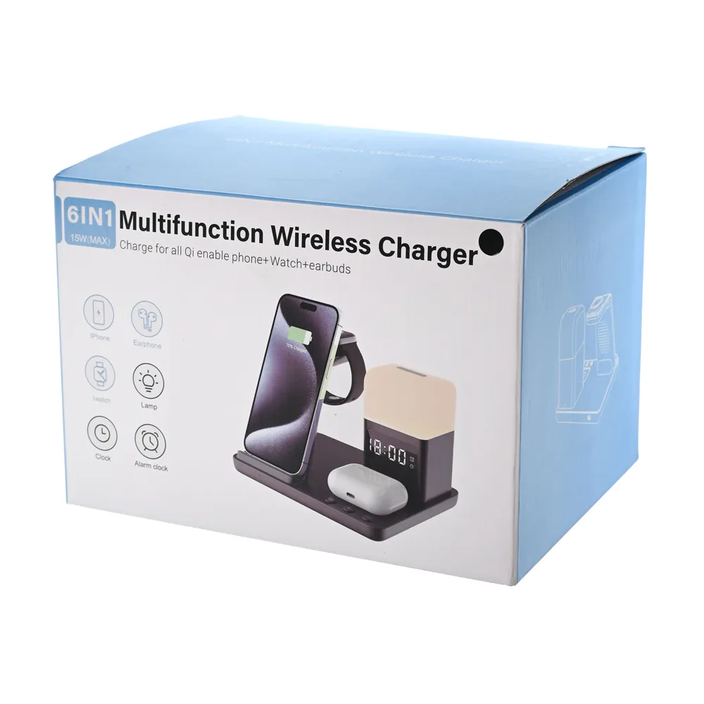 Desktop drzac za mobilni telefon Z18 6u1 (wireless punjac za mobilni telefon, slusalice i Apple sm