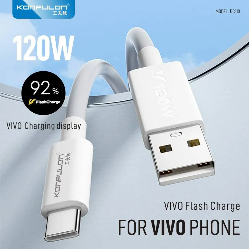 Data kabl KONFULON DC110, VIVO 120W, sa kablom USB na Type C beli 1m