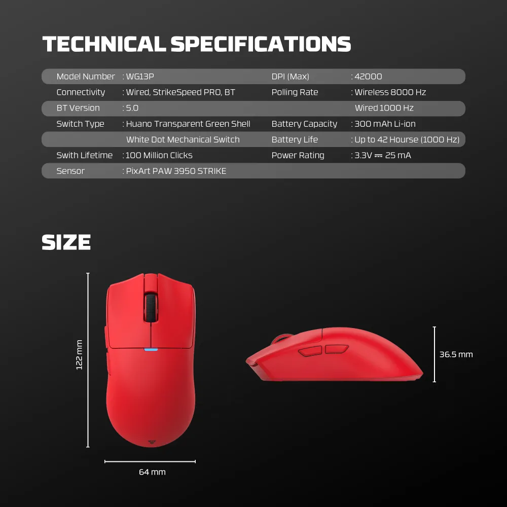 Mis Wireless Gaming Fantech WG13P Tanto Pro P crveni
