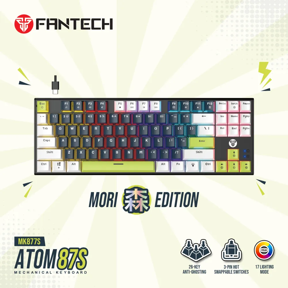 Tastatura Mehanicka Gaming Fantech MK877S RGB Atom 87S Mori plava (rosie switch)