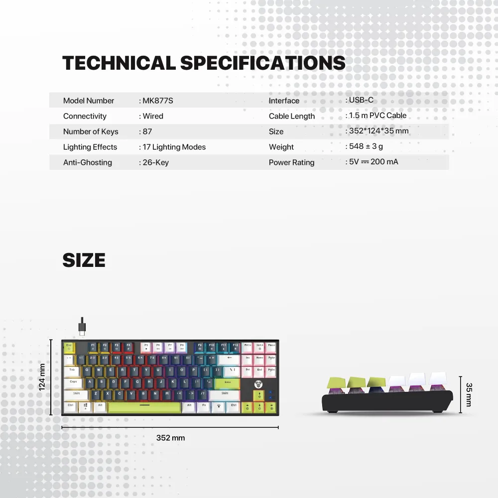 Tastatura Mehanicka Gaming Fantech MK877S RGB Atom 87S Mori plava (rosie switch)