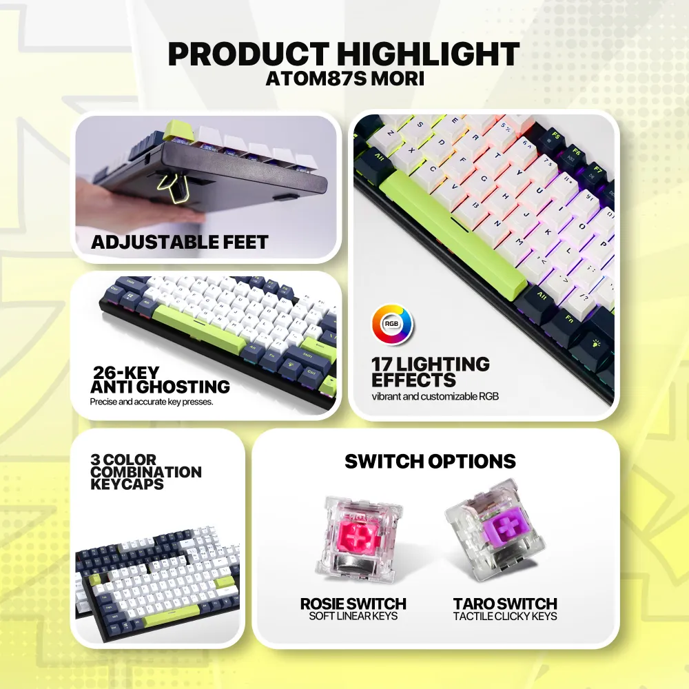 Tastatura Mehanicka Gaming Fantech MK878S RGB Atom 104S Mori plava (taro switch)