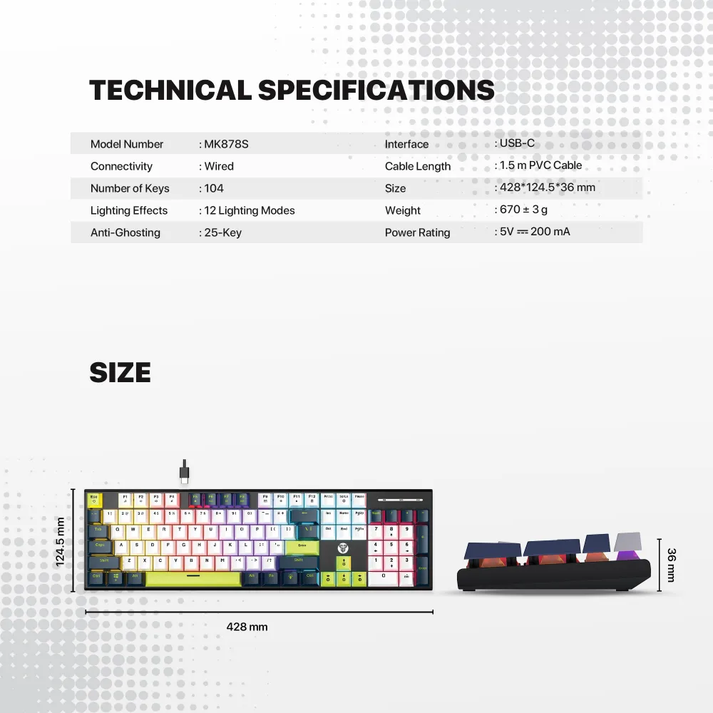 Tastatura Mehanicka Gaming Fantech MK878S RGB Atom 104S Mori plava (taro switch)