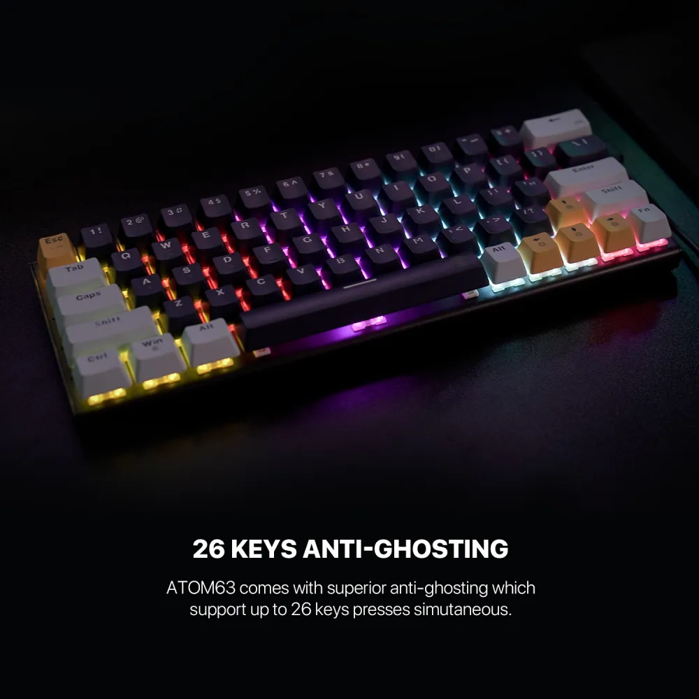 Tastatura Mehanicka Gaming Fantech MK874V2 RGB Atom 63 Mizu Navy (taro switch)