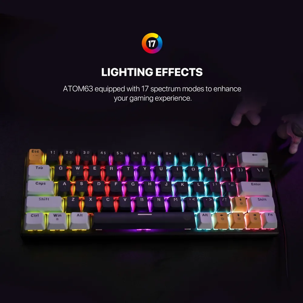 Tastatura Mehanicka Gaming Fantech MK874V2 RGB Atom 63 Mizu SkyBlue (rosie switch)