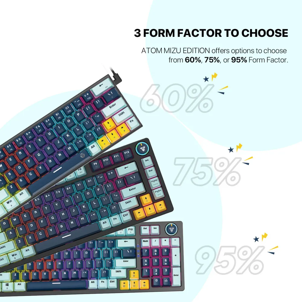 Tastatura Mehanicka Gaming Fantech MK875V2 RGB Atom 81 Mizu SkyBlue (Rosie switch)