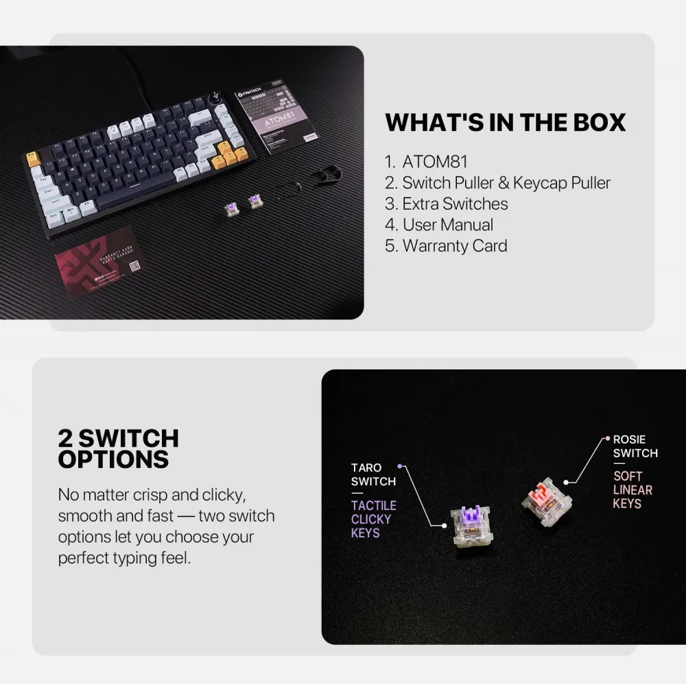 Tastatura Mehanicka Gaming Fantech MK875V2 RGB Atom 81 Mizu SkyBlue (Rosie switch)