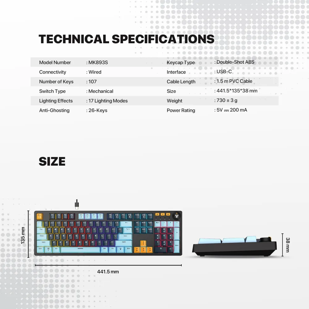 Tastatura Mehanicka Gaming Fantech MK893S RGB Atom 107S MIZU Blue (Taro switch)