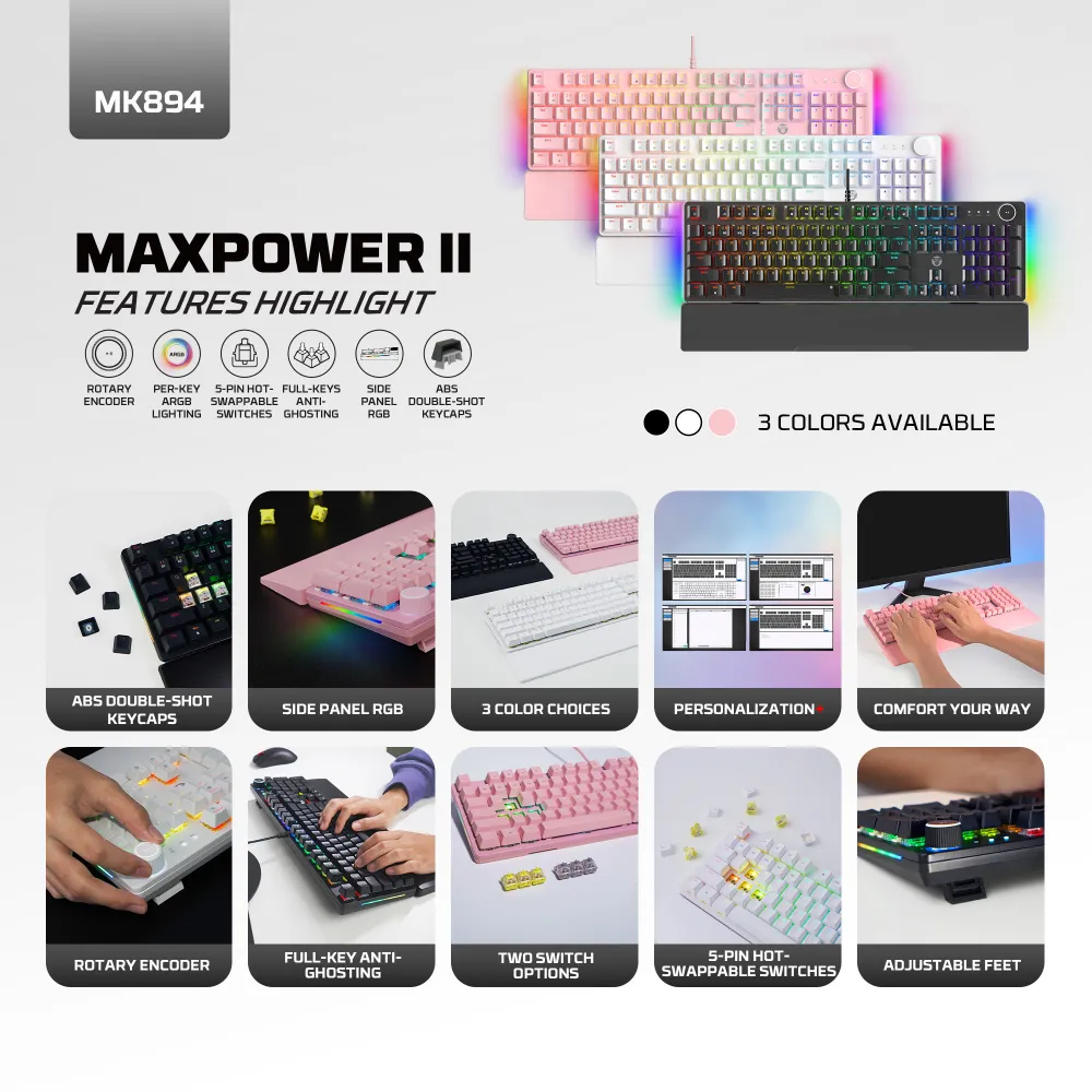 Tastatura Mehanicka Gaming Fantech MK894 RGB Maxpower II bela (yellow zest switch)