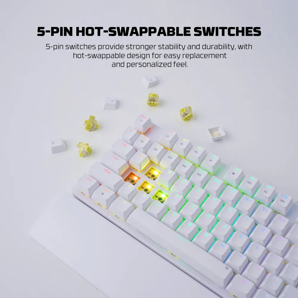 Tastatura Mehanicka Gaming Fantech MK894 RGB Maxpower II bela (yellow zest switch)