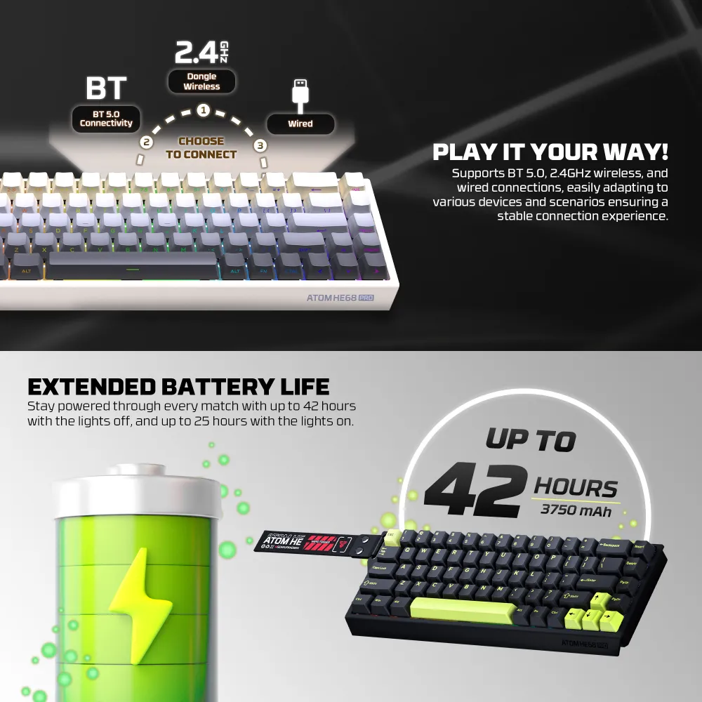 Tastatura Wired Magnetic Gaming Fantech MK922 Atom HE68 Pro Topo bela (emerald switch)