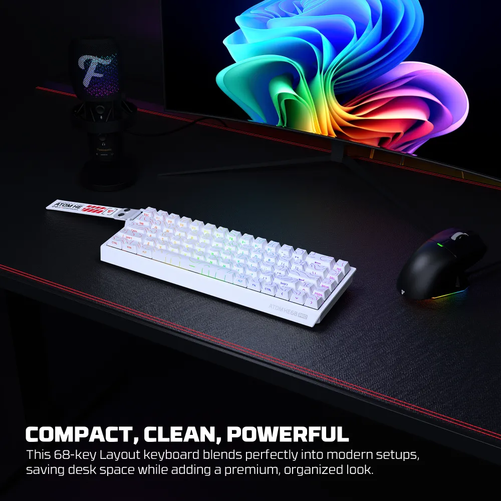 Tastatura Wired Magnetic Gaming Fantech MK922 Atom HE68 Pro Topo bela (emerald switch)