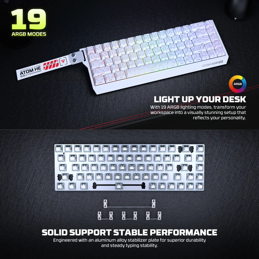 Tastatura Wired Magnetic Gaming Fantech MK922 Atom HE68 Pro Retro bez (emerald switch)