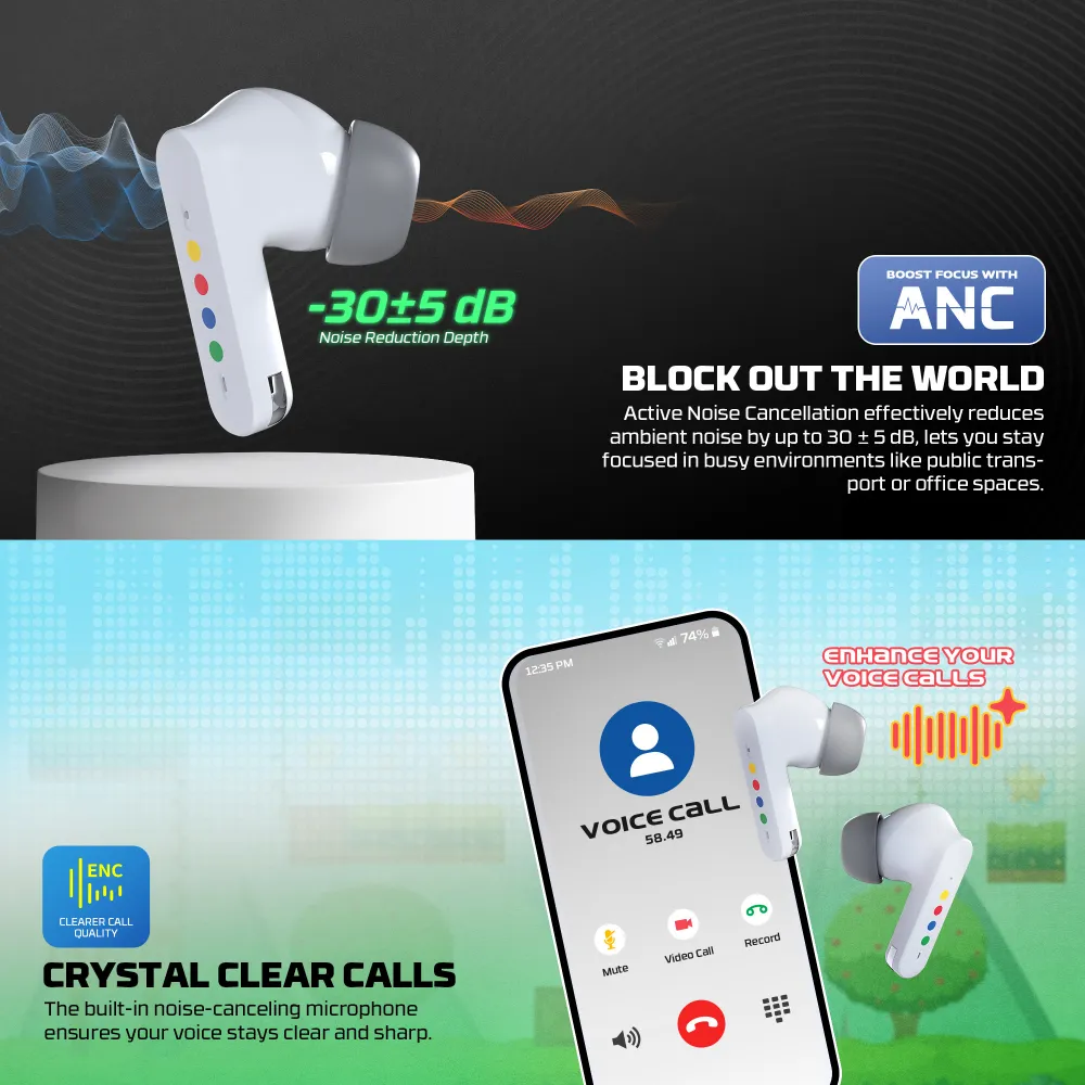 Bluetooth slusalice Fantech TX4 Mithril ANC Super Maxfit sive