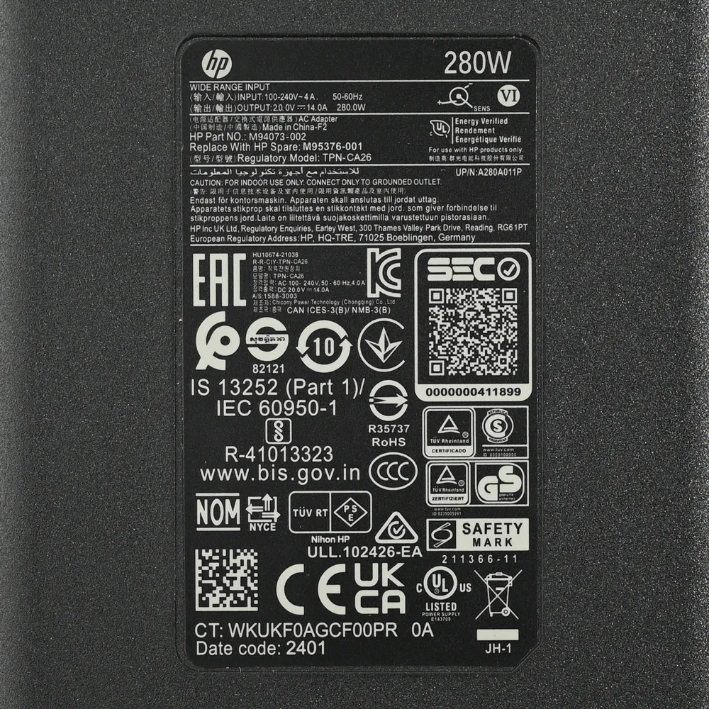 Punjac za laptop HP 280W 20V 14A (4.5*3.0) HQ JC