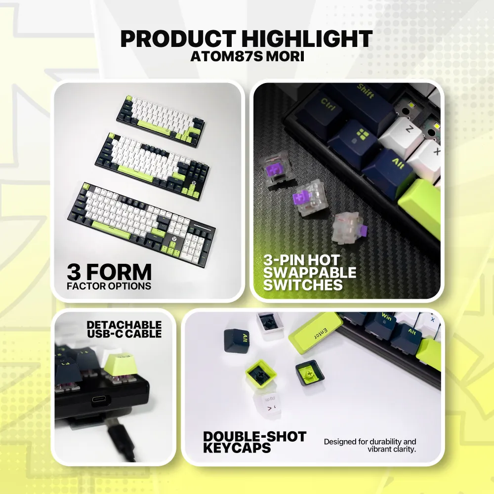Tastatura Mehanicka Gaming Fantech MK877S RGB Atom 87S Mori bela (rosie switch)