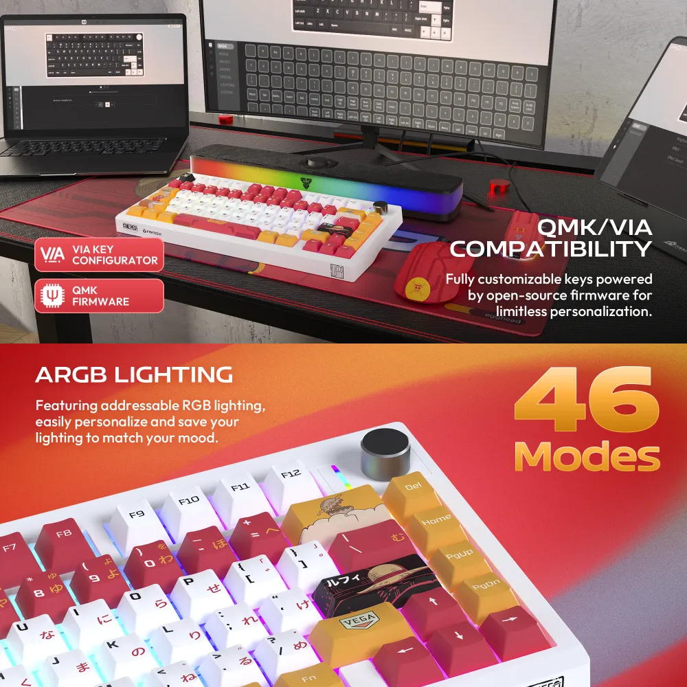 Tastatura Mehanicka Gaming Fantech MK921 Maxfit 8 Wireless ONE PIECE - LUFFY (brown switch)