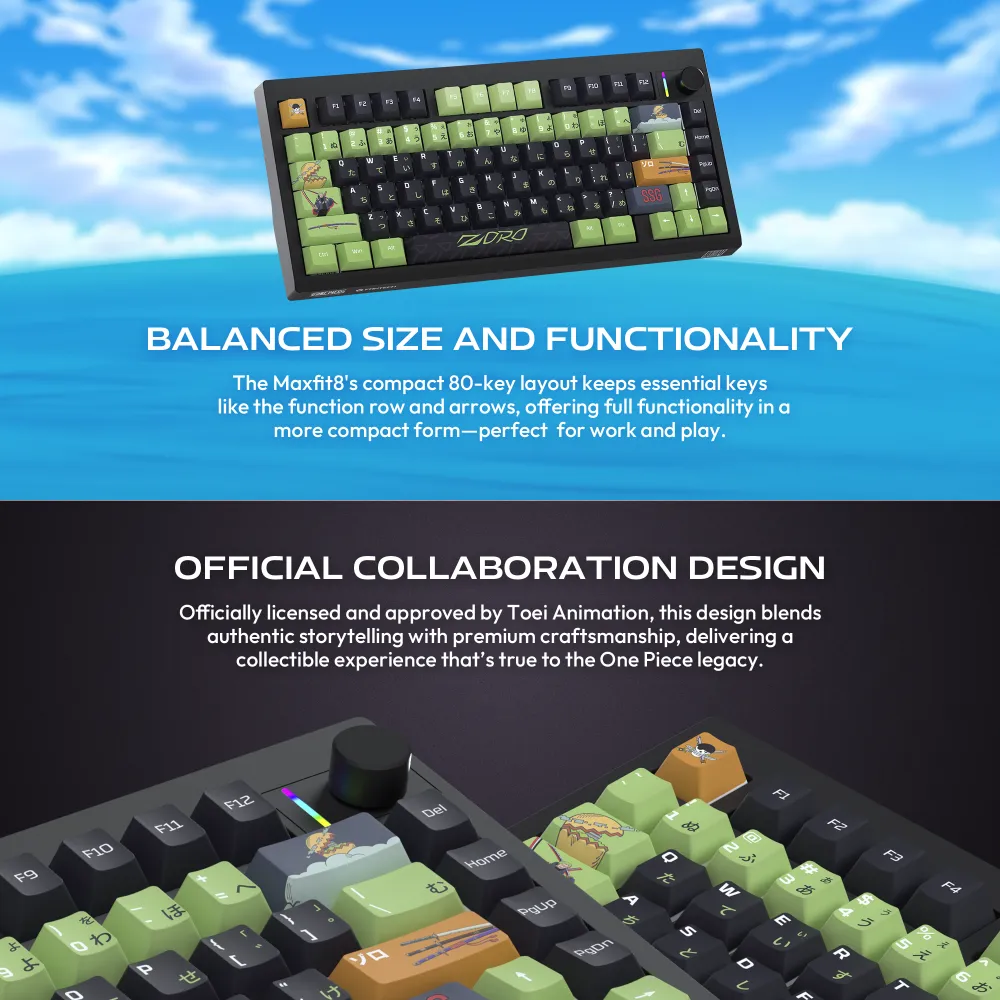 Tastatura Mehanicka Gaming Fantech MK921 Maxfit 8 Wireless ONE PIECE - ZORO (brown switch)
