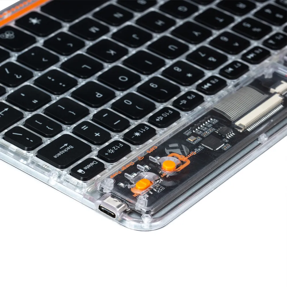 Tastatura Coteci Punk 84012 Wireless transparent bela