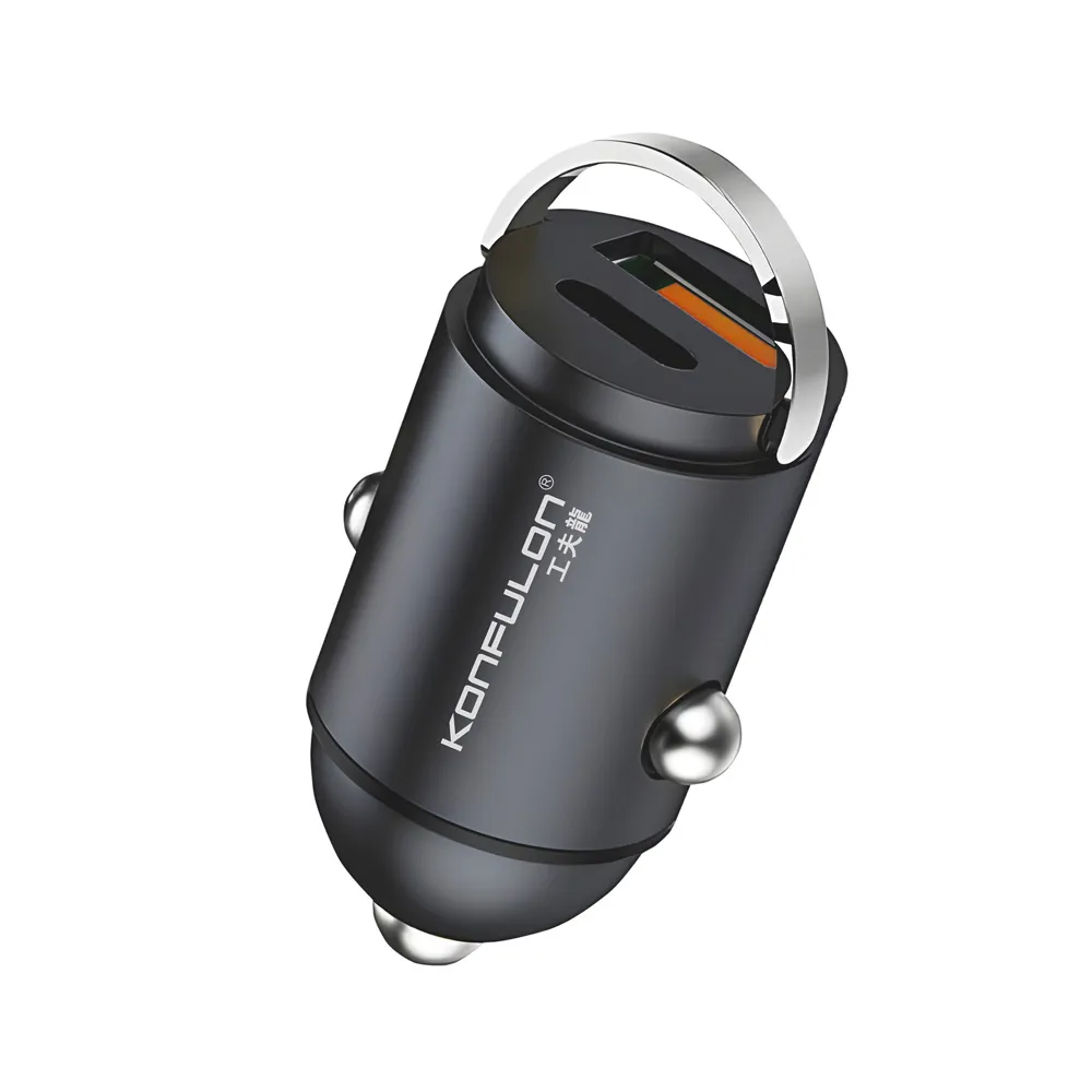 Auto punjac KONFULON C95Q + DC85 QC3.0 20W, PD 20W sa iPhone lightning kablom crni 1m