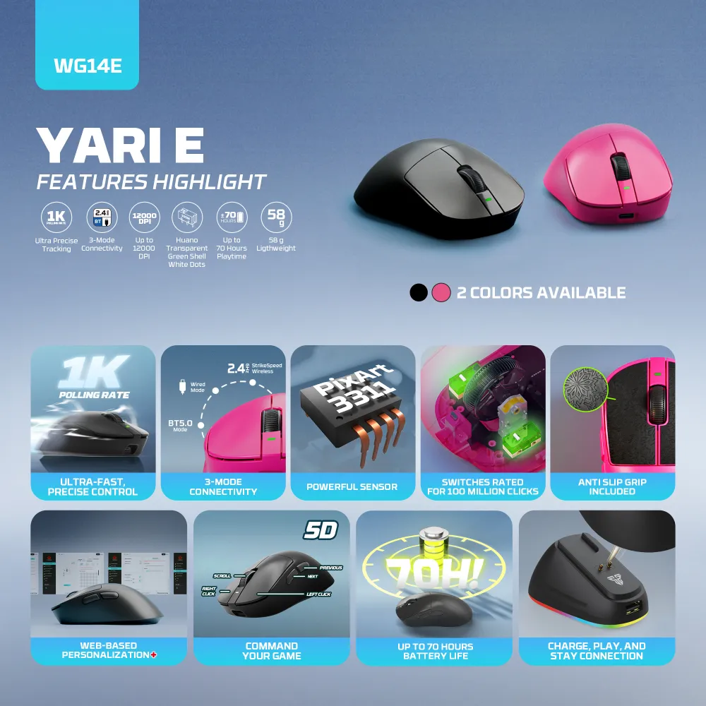 Mis Wireless Gaming Fantech WG14E Yari E crni