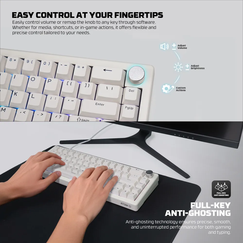 Tastatura Mehanicka Gaming Fantech MK614 Atom x66 Retro bez (ice apricot switch)