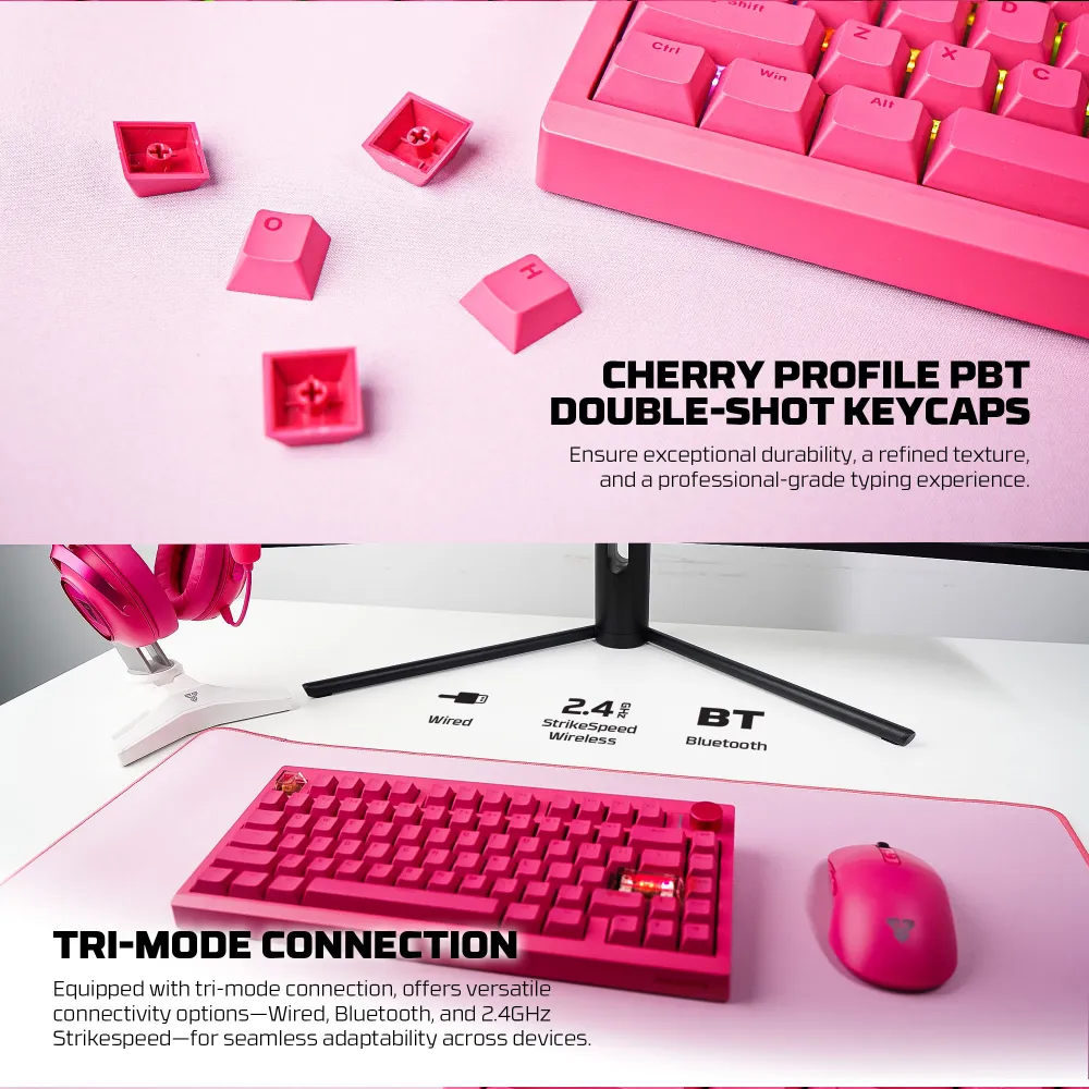Tastatura Mehanicka Gaming Fantech MK921 Maxfit 8 Wireless pink (white switch)