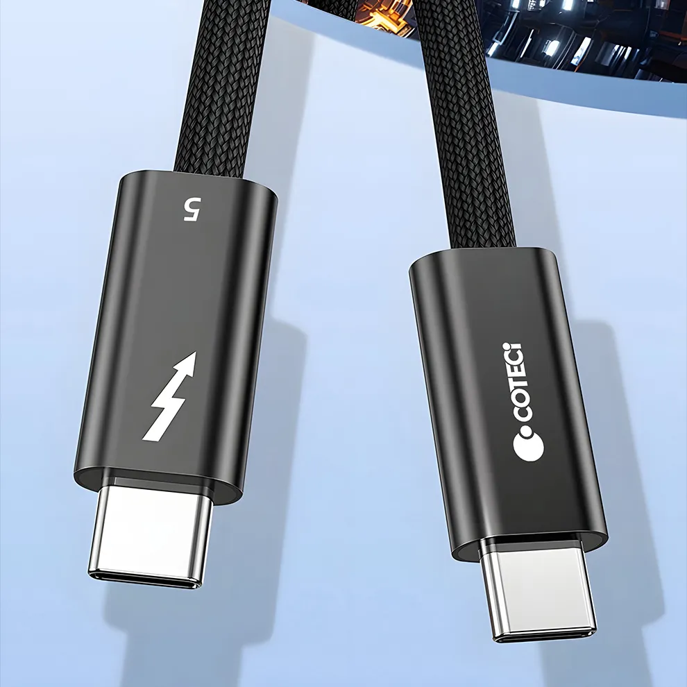 Data kabl Coteci Thunderbolt OF-065 120Gbps 240W 4k PD Type C na Type C crni 0.25m