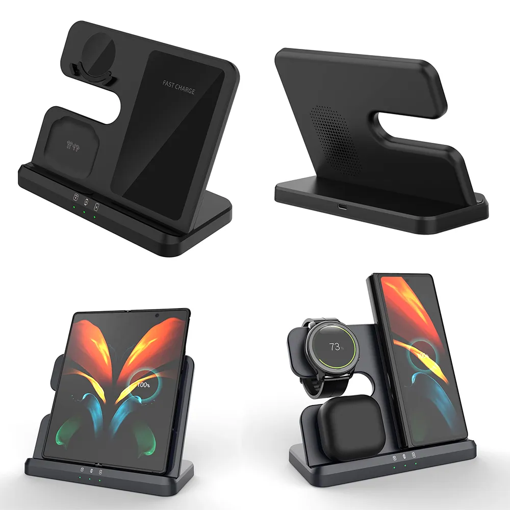 Desktop drzac za mobilni telefon Q10B-X 3u1 (wireless punjac za mobilni telefon, slusalice i Samsung smart watch)
