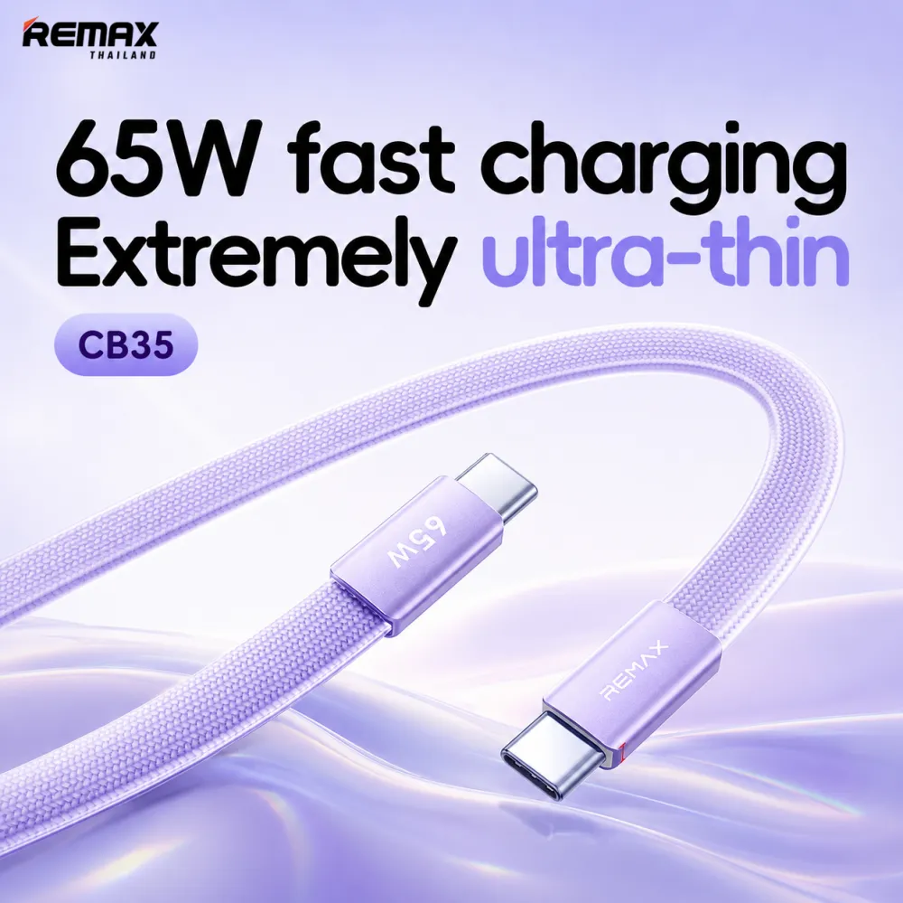 Data kabl REMAX Ultimate Series CB35 65W Ultra-Thin Fast Charging Type C na Type C 1.2m ljubicasti