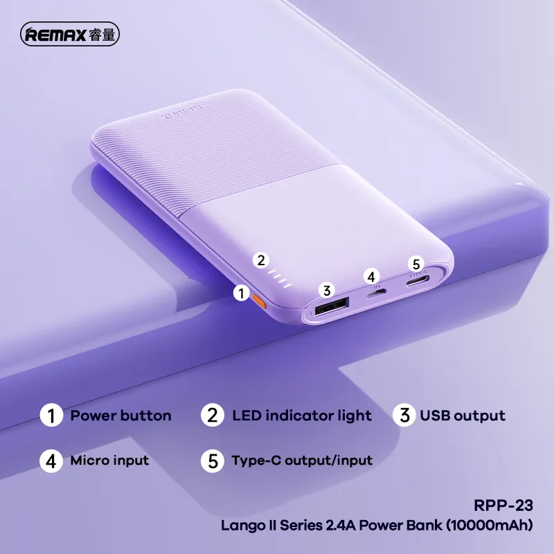 Power bank prenosiva baterija REMAX Lango II Series RPP-23 2.4A 10000mAh plavi