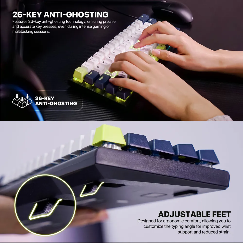 Tastatura Mehanicka Gaming Fantech MK874V2 RGB Atom 63 Mori bela (rosie switch)