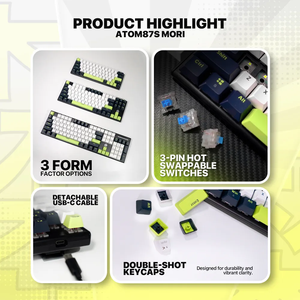 Tastatura Mehanicka Gaming Fantech MK877S RGB Atom 87S Mori bela (taro switch)