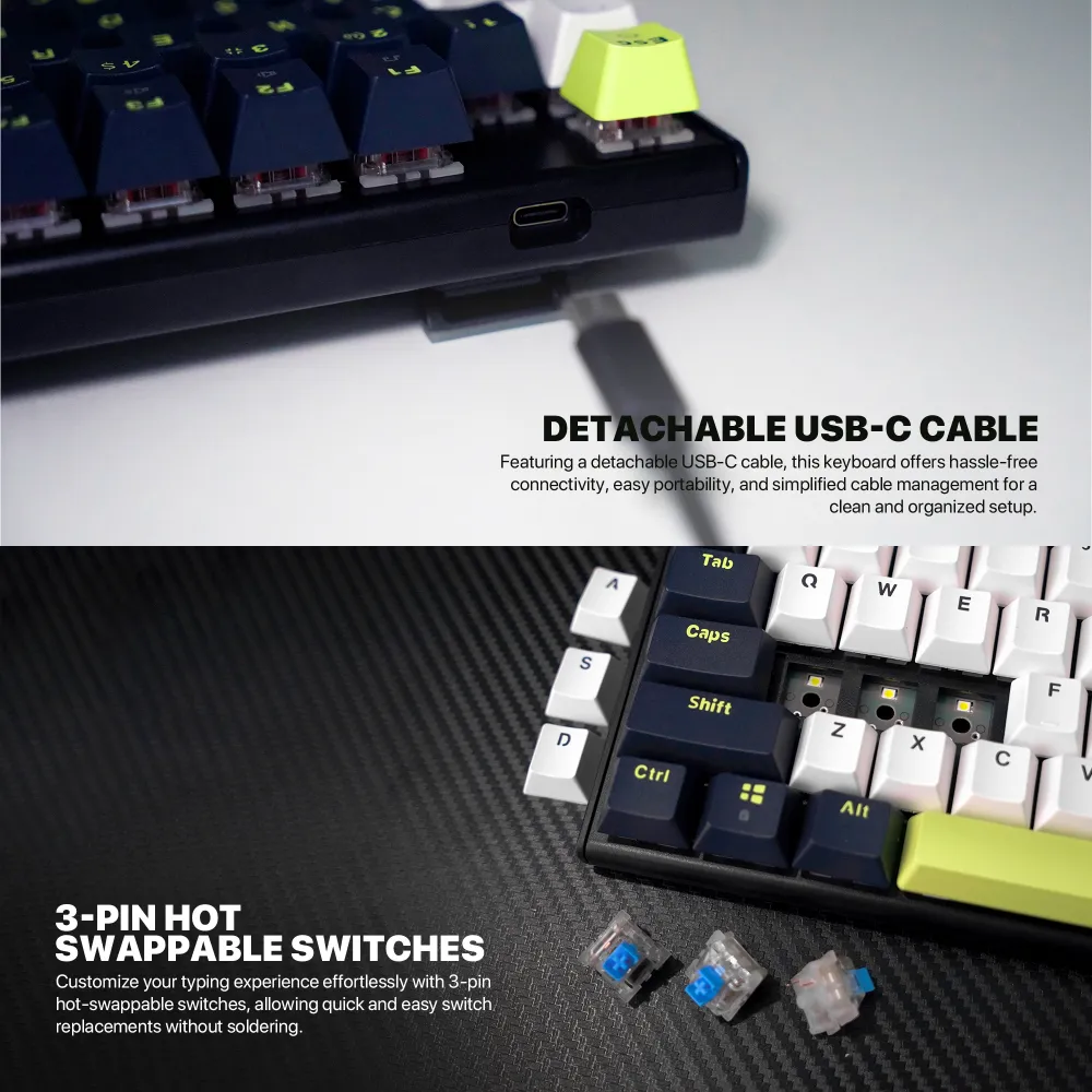 Tastatura Mehanicka Gaming Fantech MK877S RGB Atom 87S Mori bela (taro switch)