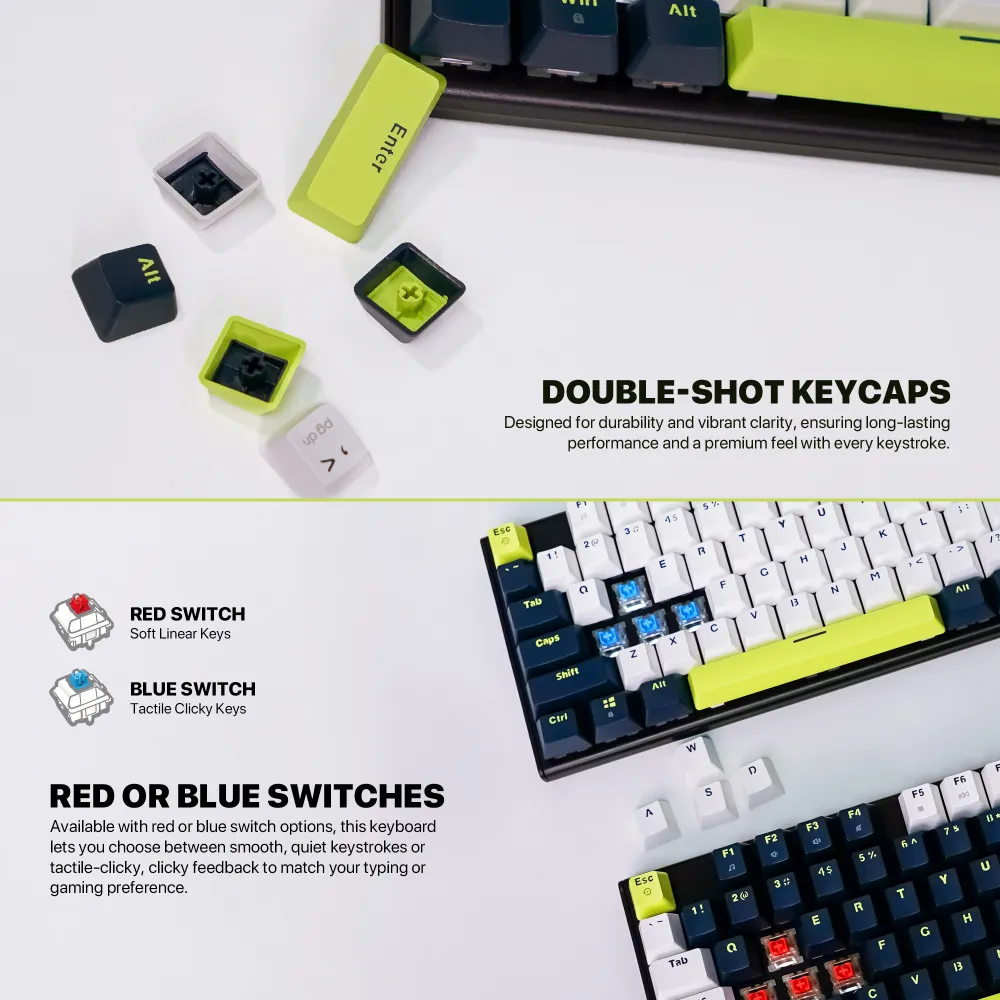 Tastatura Mehanicka Gaming Fantech MK877S RGB Atom 87S Mori bela (taro switch)