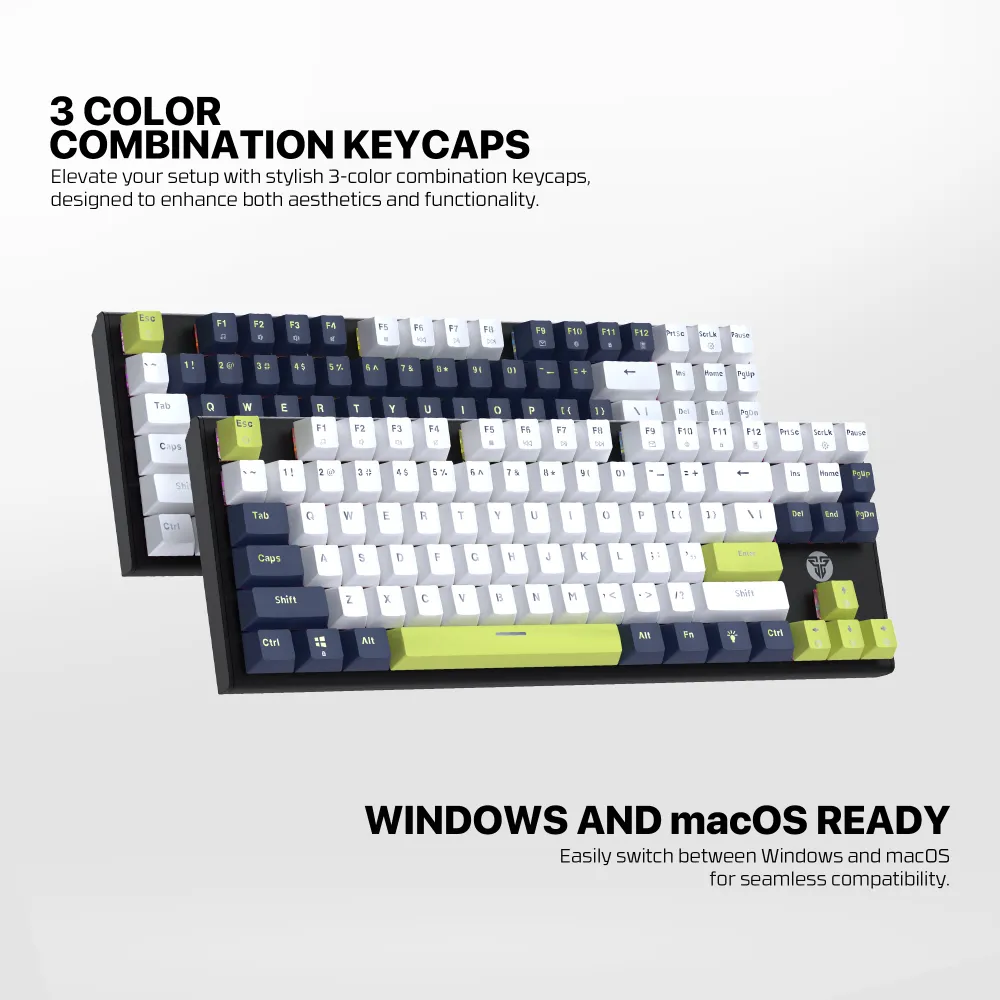 Tastatura Mehanicka Gaming Fantech MK877S RGB Atom 87S Mori bela (taro switch)