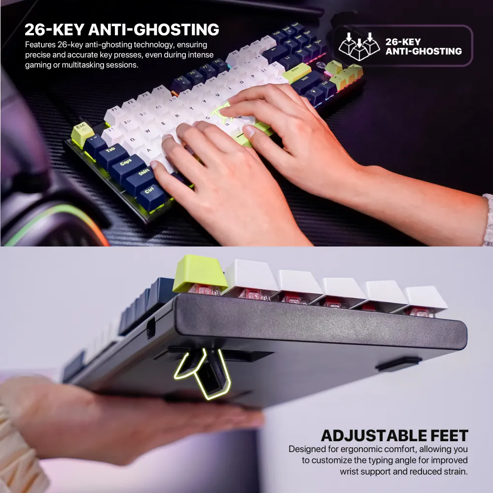 Tastatura Mehanicka Gaming Fantech MK878S RGB Atom 104S Mori bela (Rosie switch)