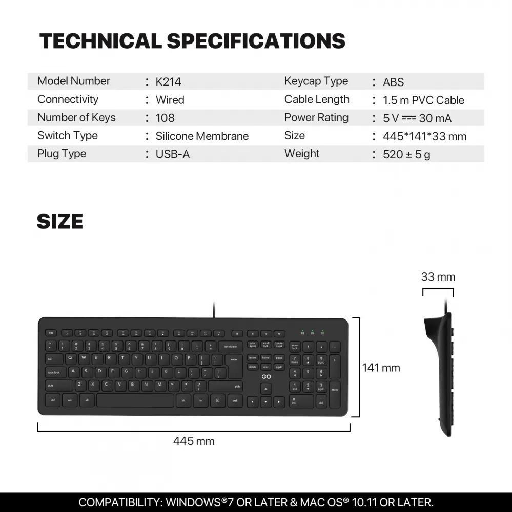 Tastatura Wired Fantech K214 GO balck