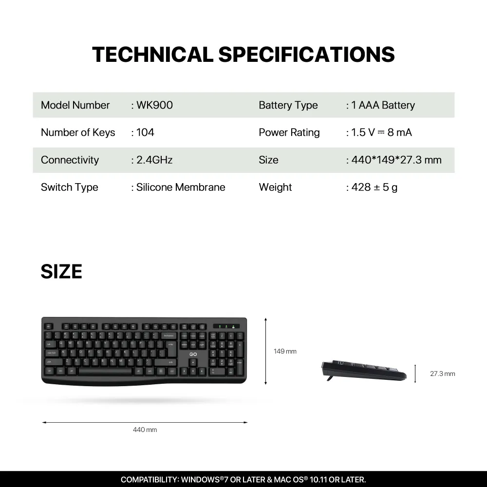 Combo mis tastatura wireless Fantech WK-900 GO crni