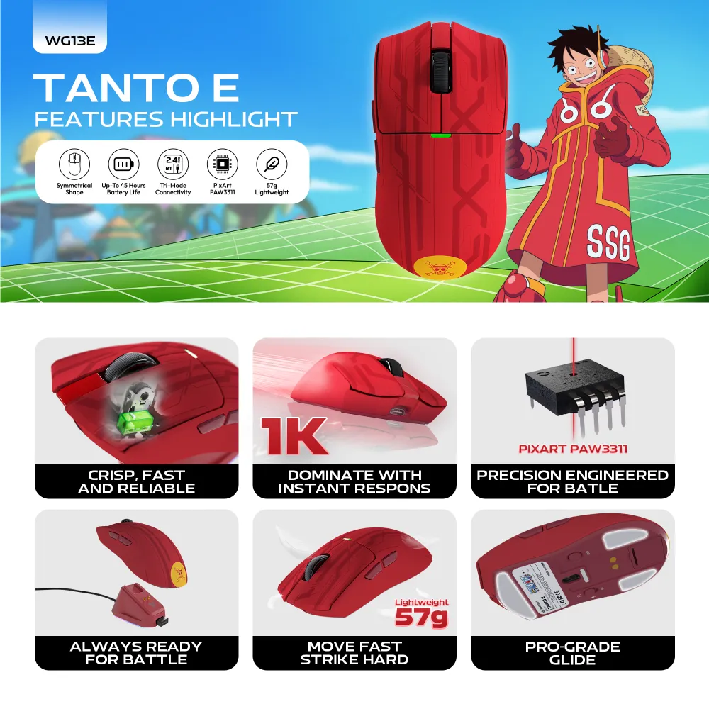 Mis Wireless Gaming Fantech WG13E Tanto E ONE PIECE - LUFFY