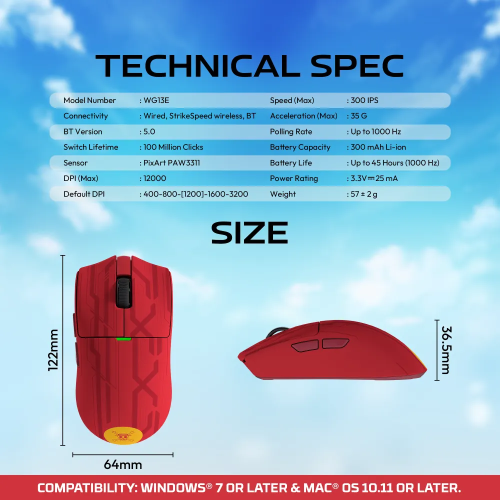Mis Wireless Gaming Fantech WG13E Tanto E ONE PIECE - LUFFY