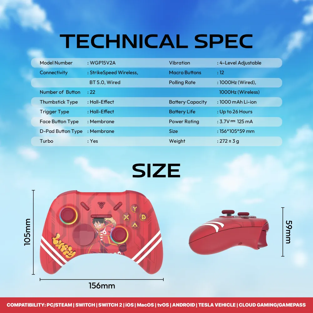 Joypad Wireless Fantech WGP15V2A OP EOS PRO II ONE PIECE - LUFFY