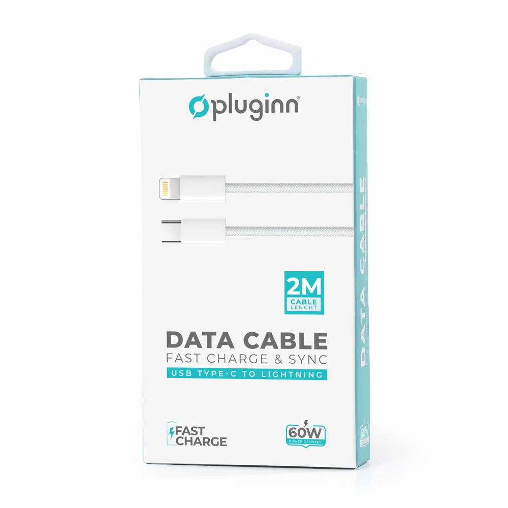 Data kabl Pluginn fast PD 60W Type C na Type C beli 2m