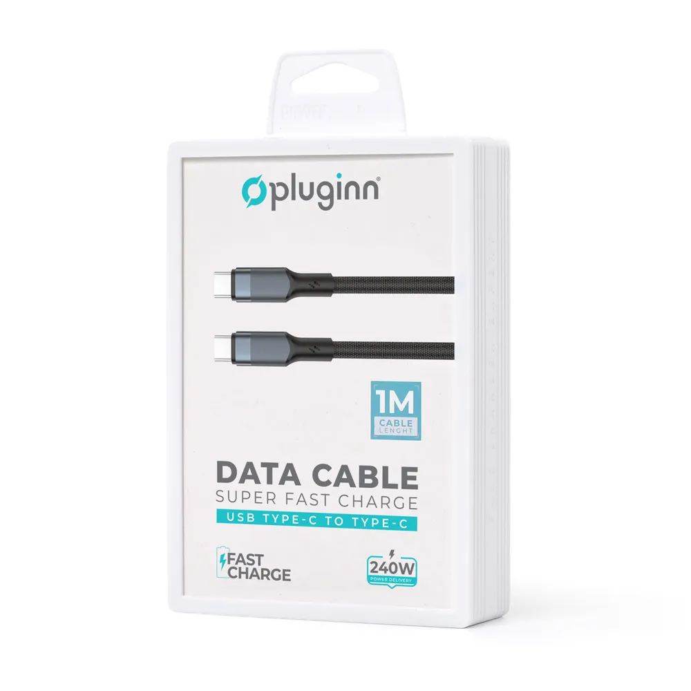 Data kabl Pluginn fast PD 240W Type C na Type C crni 1m