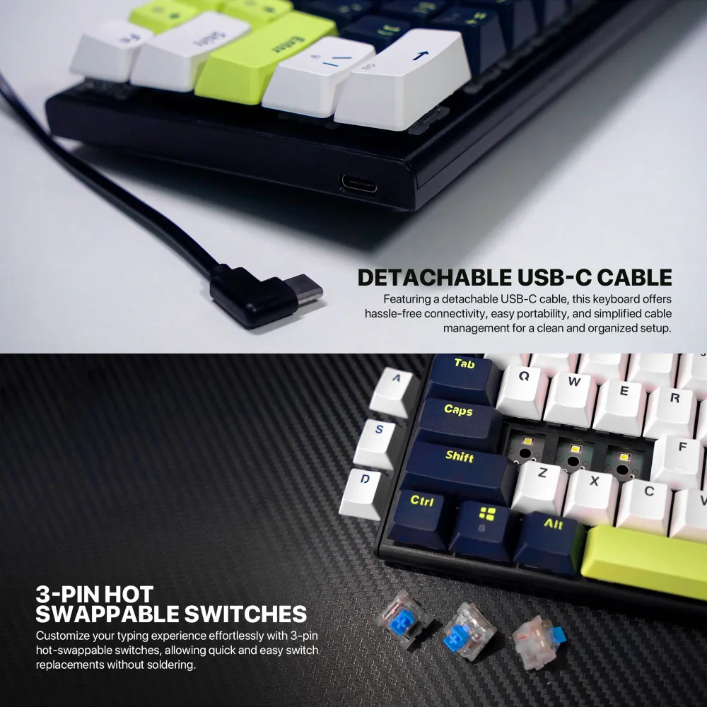 Tastatura Mehanicka Gaming Fantech MK874V2 RGB Atom 63 Mori White (rosie switch)