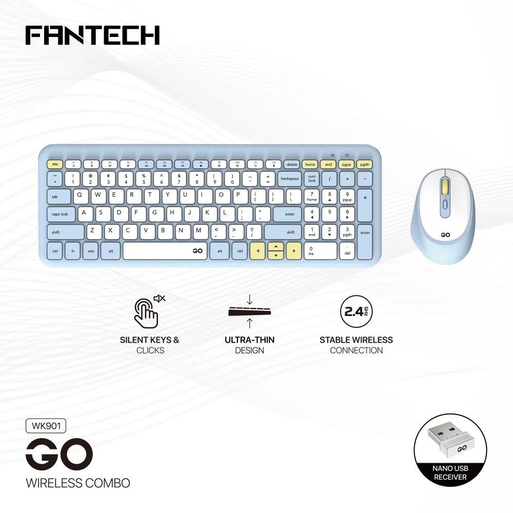 Combo mis tastatura wireless Fantech WK-901 GO plavi