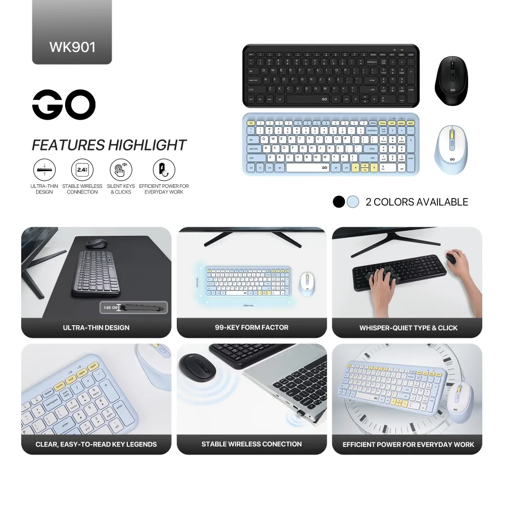 Combo mis tastatura wireless Fantech WK-901 GO plavi